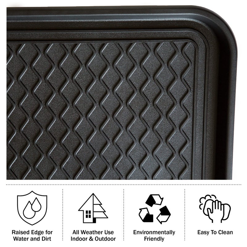 Stalwart 75-ST6012 All Weather Boot Tray-Water Resistant Plastic Utility Shoe Mat for Indoor and Outdoor Use in All Seasons (Black), Large - Image 2